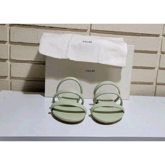 NIB Aeyde Chrissy Napa Vero Cuoio Leather Sandals Pistachio Green, US 7 EU 38 - Picture 2 of 16